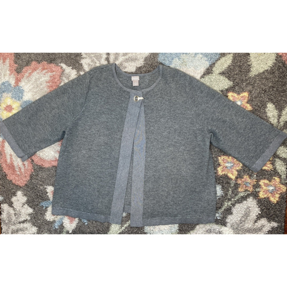 Chico's Cardigan Womens Size 4 ( US XXL) Gray Stretch Knit Sweater Career Office - Picture 1 of 11